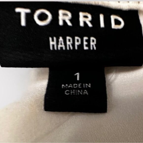 Women’s Torrid 1 Harper White Georgette Pullover 3/4 Sleeve Blouse 1X 1XL - Picture 5 of 12